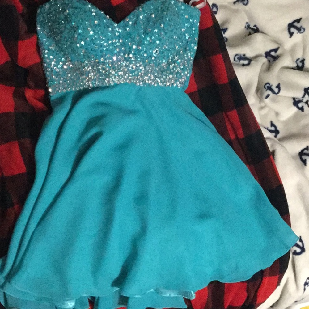 Short teal girls homecoming dress PEACHES